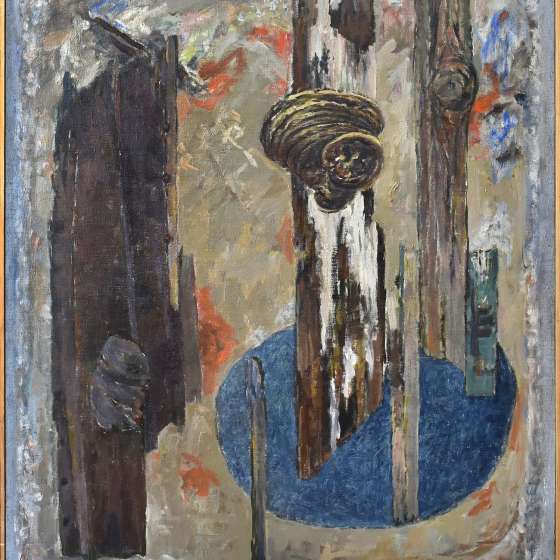 Bohdan Borowski, Kompozycja - Ślad V, 1986-1987, olej na płótnie, 95 x 75cm,własność p. Doroty Borowskiej