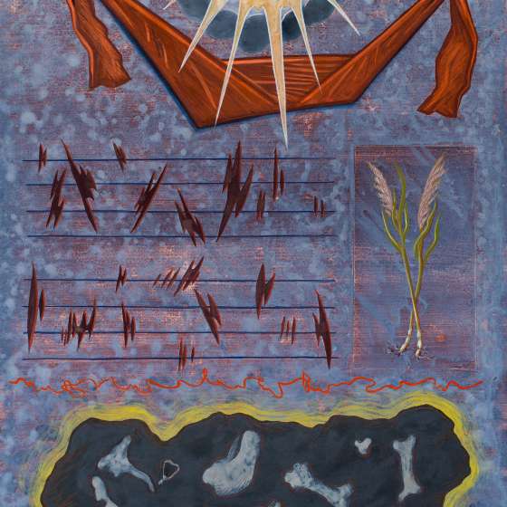 Pieśń II/2023, tempera żółtkowa na desce, 40x30 cm, 2023