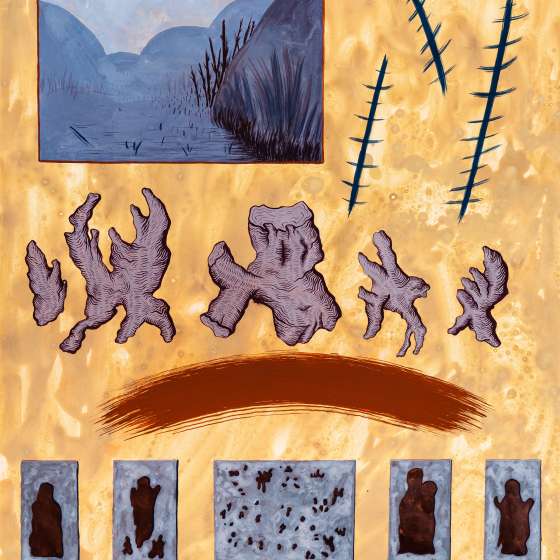 Pieśń IV/2022, tempera żółtkowa na desce, 50x40 cm, 2022