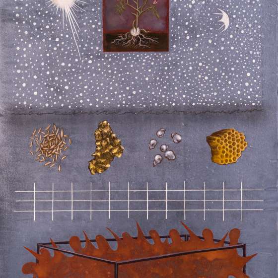 Pieśń III/2023, tempera żółtkowa na desce, 40x30 cm, 2023