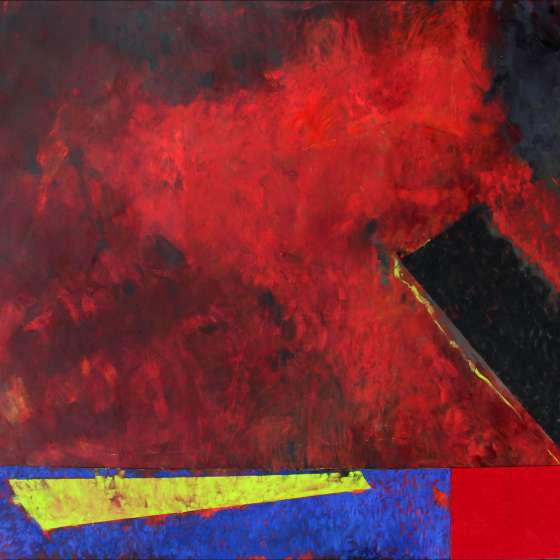 IV, olej z woskiem na płótnie, tkanina aksamit, pigment 240x250 cm, 2019