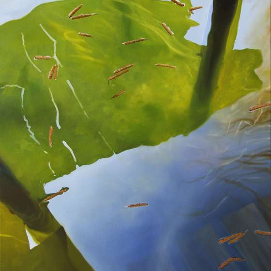 Z cyklu „Toń / Leśne jeziora”, olej na płótnie, 80/60 cm, 2024