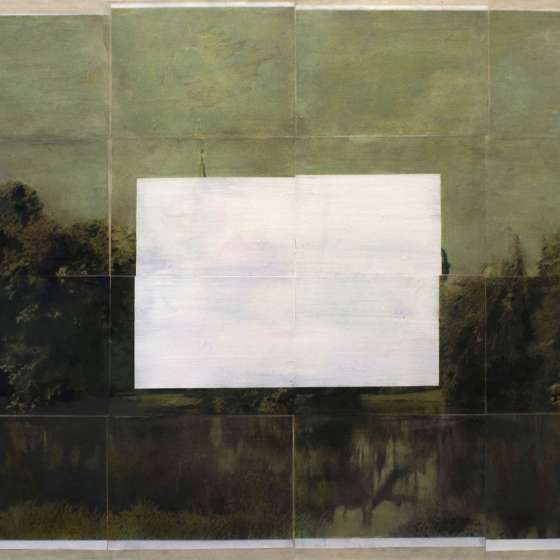 Pałac 1, technika własna na płótnie, 85x105cm