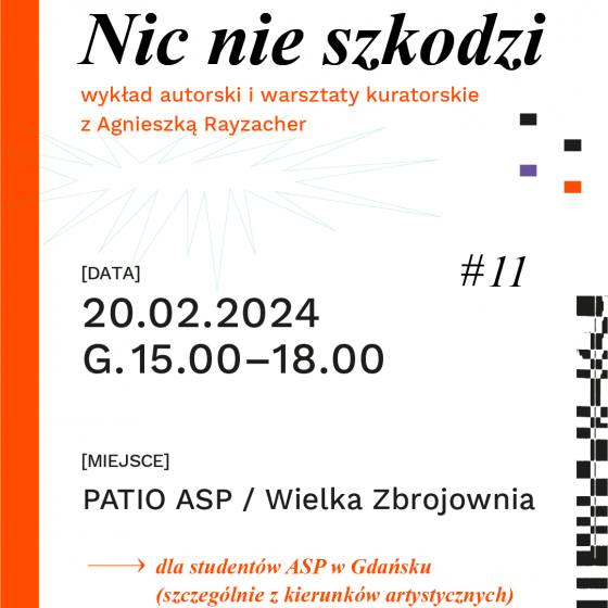 Wykład autorski i warsztaty kuratorskie ,,Nic nie szkodzi