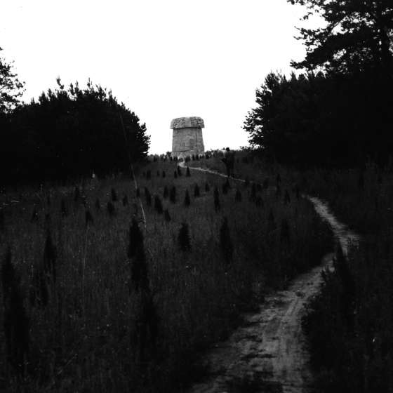Teren byłego obozu - w oddali pomnik - rzeźba; Treblinka; 1961-1964; I/A/2/103