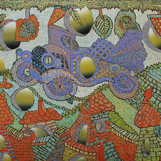 Autoobraz, linoryt kol., 95x65cm, 2018