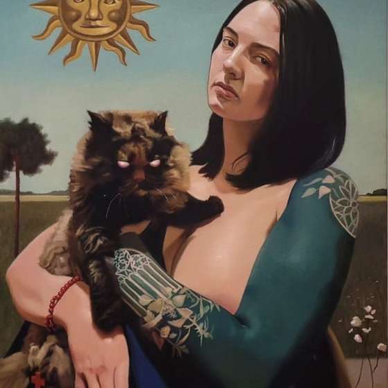 Maryja z kotem, olej, 100x70 cm