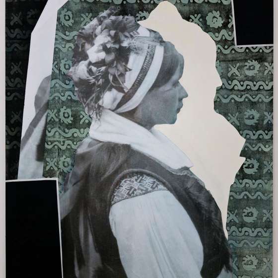 Amanda Korol, Wydana/ Niewydana, 2017, linoryt, druk, akryl na płótnie, 170x120 cm