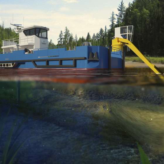 Projekt architektury pogłębiarki rzecznej 21m Seatech Engineering