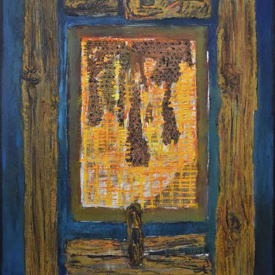 Bohdan Borowski, Ślady, olej na płótnie, 1986-1987, olej na płótnie, 95 x 75cm, własność p. Doroty Borowskiej