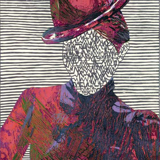 Kolekcjoner, linoryt, 69x49 cm, 2017