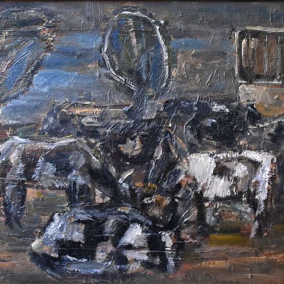 Bohdan Borowski, Pejzaż, 1957, olej na płótnie, 36 x 50 cm, własność p. Doroty Borowskiej