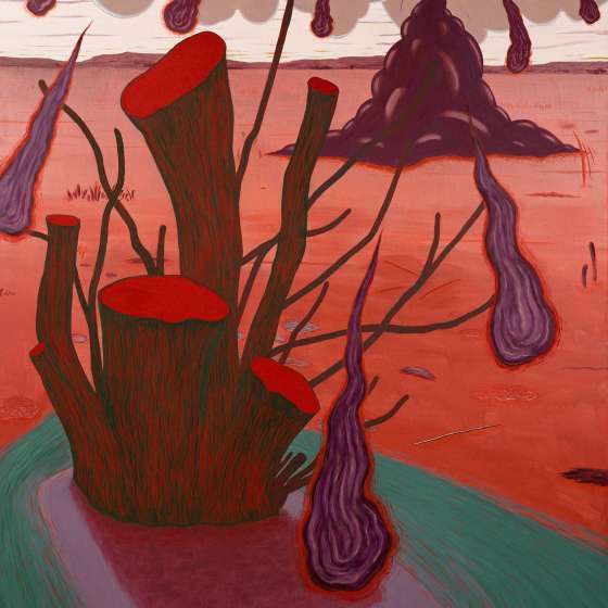 Pejzaż metafizyczny XV/2023, tempera żółtkowa na płótnie, 185x130 cm, 2023