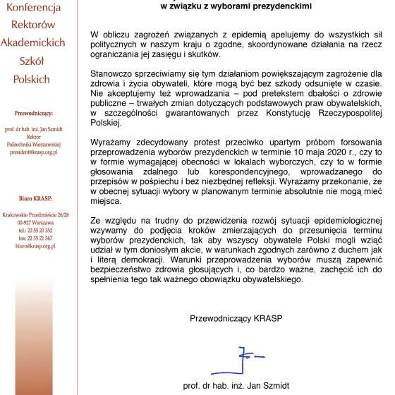 Apel KRASP w związku z wyborami prezydenckimi