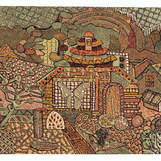 Wygoninki, linoryt kol., 65x95 cm, 2023