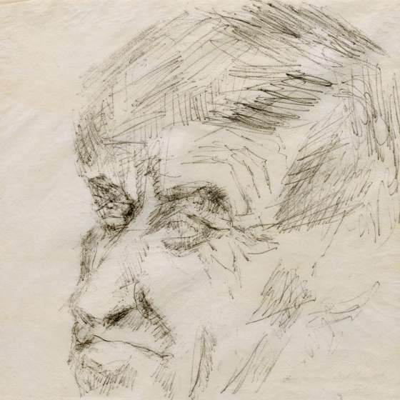 Prof. Kazimierz Ostrowski, Romuald Wilk, 1974 r., technika: ołówek, wymiary: 29x29,5 cm.