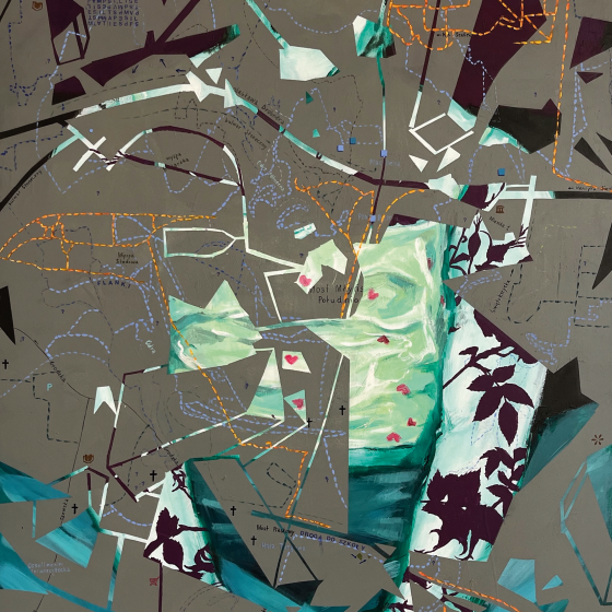Droga do szkoły, 100x150 cm, akryl na płótnie, 2023-2024