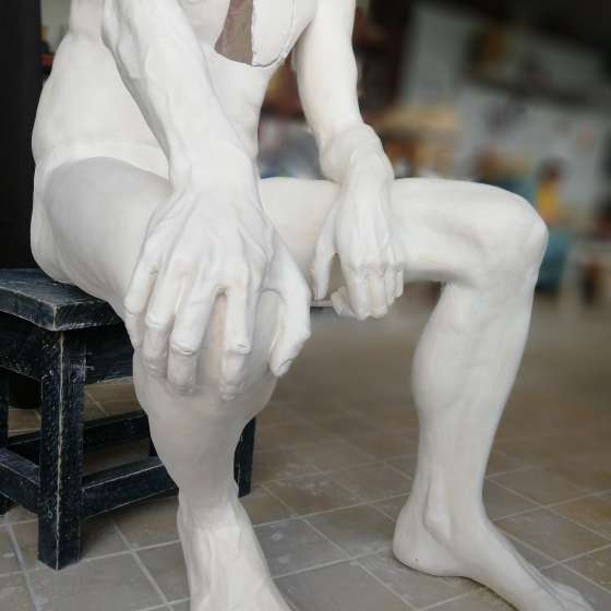 ECCE HOME, gips, żywica poliestrowa, 2019, 136x90x66 cm