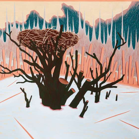 Pejzaż metafizyczny XIV/2023, tempera żółtkowa na płótnie, 180x160 cm,2023