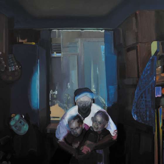 Centrum zdarzeń, akryl i olej na płótnie, 200x160 cm