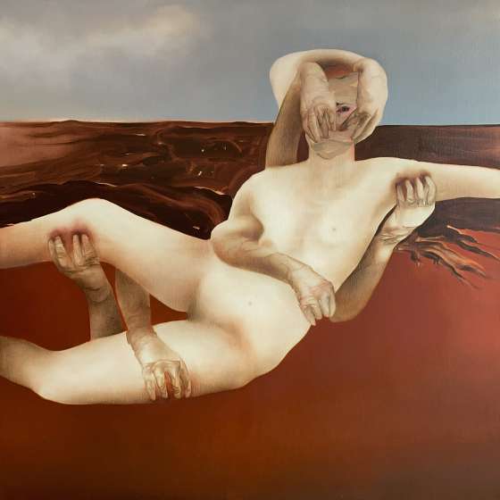 Nie odpuszcza, 2021, olej na płótnie, 125×130 cm