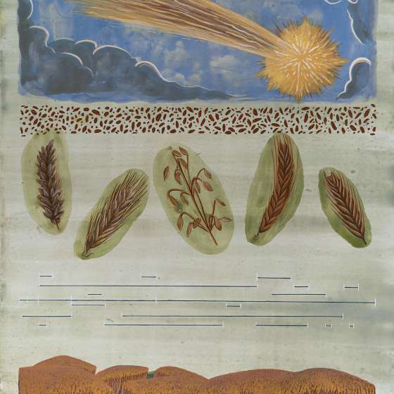Pieśń I/2023, tempera żółtkowa na desce, 40x30 cm, 2023