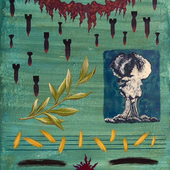 Pieśń III/2022, tempera żółtkowa na desce, 50x40 cm, 2022