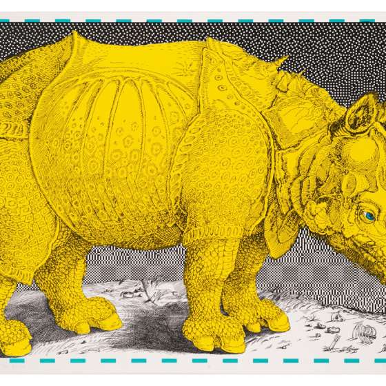 Vasyl Savchenko, Golden Rhino, sitodruk 50x70 cm, cena wywoławcza: 250 zł