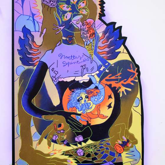 Pretty Spiritual, litografia podklejona płytą, podświetloną taśmą led., 90x60 cm