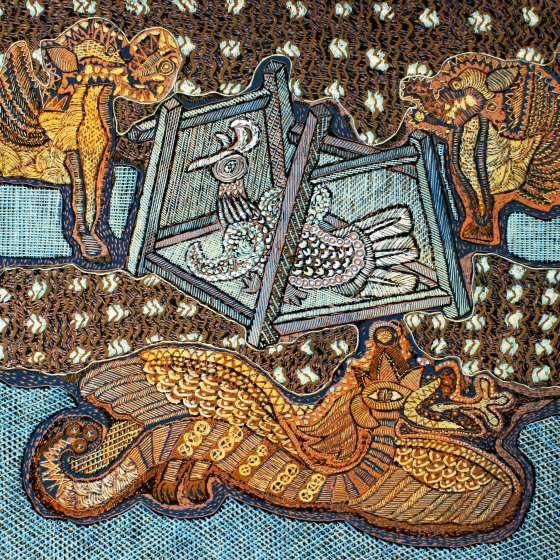 Tajlandziki Słowik, linoryt kol., 65x95 cm, 2014