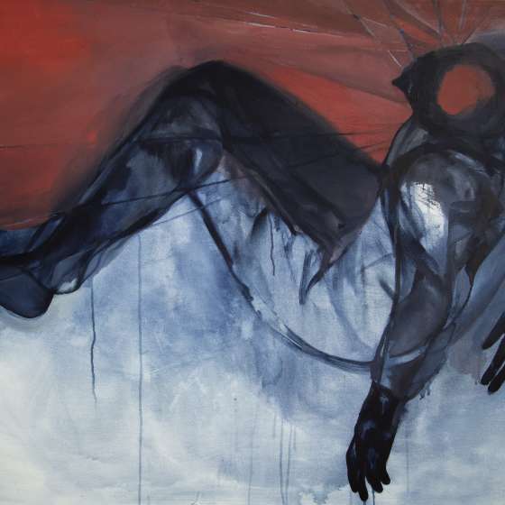Bezwładność (wireframe), akryl na płótnie, 105x150cm, 2023