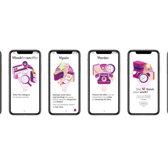 Aplikacja mobilna, elementy systemu identyfikacji wizualnej & web design | Duty