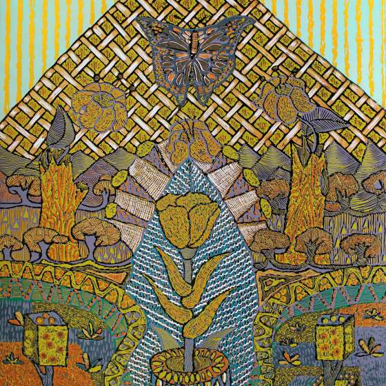 Trąbka Eustachiusza, linoryt kol, 95x65 cm, 2017