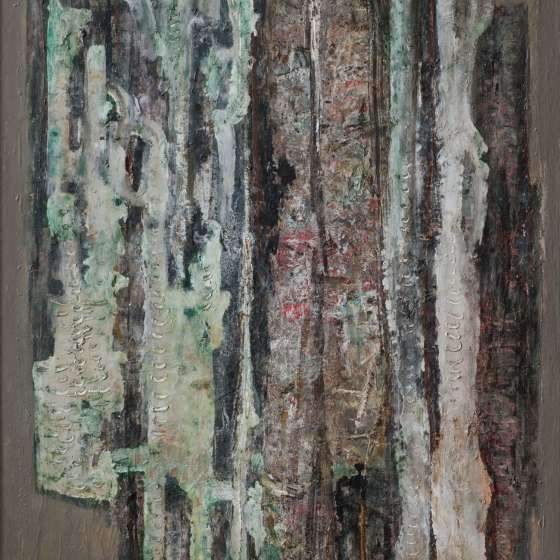 Bohdan Borowski, z cylku Ślady, 1986-1987, olej na płótnie. 105 x 85 cm, własność Uczelni
