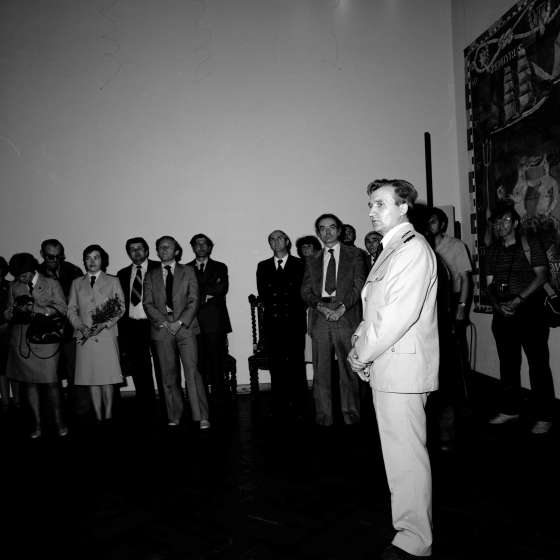 Odsłonięcie gobelinu „Dar Pomorza”. Rektor PWSM, 1979 [I/70/3]