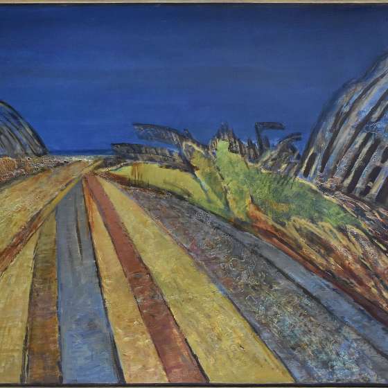 Bohdan Borowski, Pejzaż nadmorski, niedatowany, olej na płótnie, 120 x 160 cm, własność p. Doroty Borowskiej