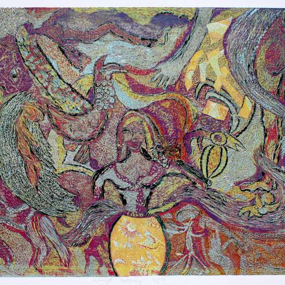Pokaz Mody, linoryt kol., 60x90 cm, 1998