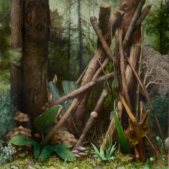 Marcin Zawicki, Shelter, akryl i olej na płótnie, 140 x 140cm, 2021 (23000PLN) 