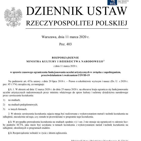 Rozporządzenie Ministra Kultury i Dziedzictwa Narodowego