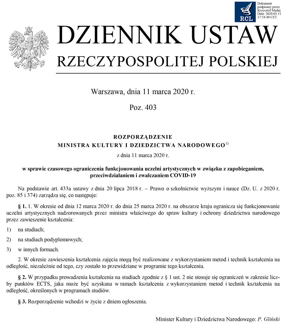 Rozporządzenie Ministra Kultury i Dziedzictwa Narodowego