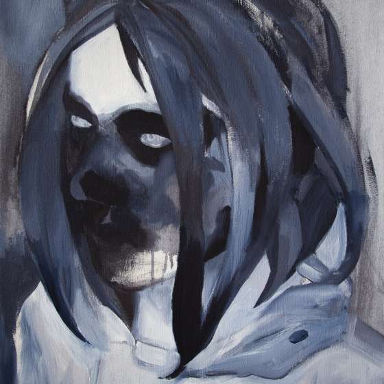 Portret osoby cyfrowej, akryl na płótnie, 60x90cm, 2023