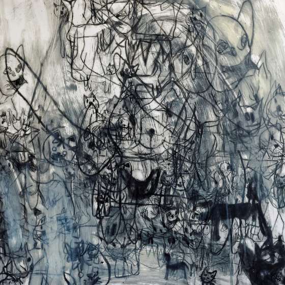 I would like a kitty, techniques: monotype and drypoint, 95x125 cm, 2018