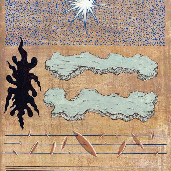 Pieśń I/2022, tempera żółtkowa na desce, 50x40 cm, 2022