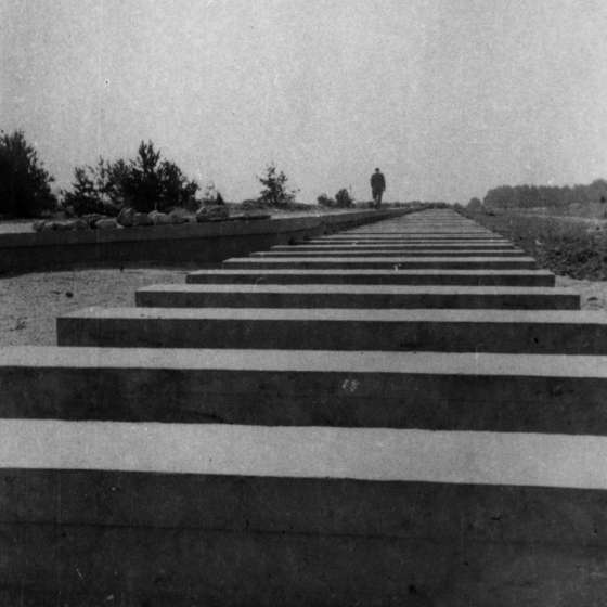 Teren byłego obozu - symboliczna linia kolejowa; Treblinka; 1961-1964; I/A/2/38