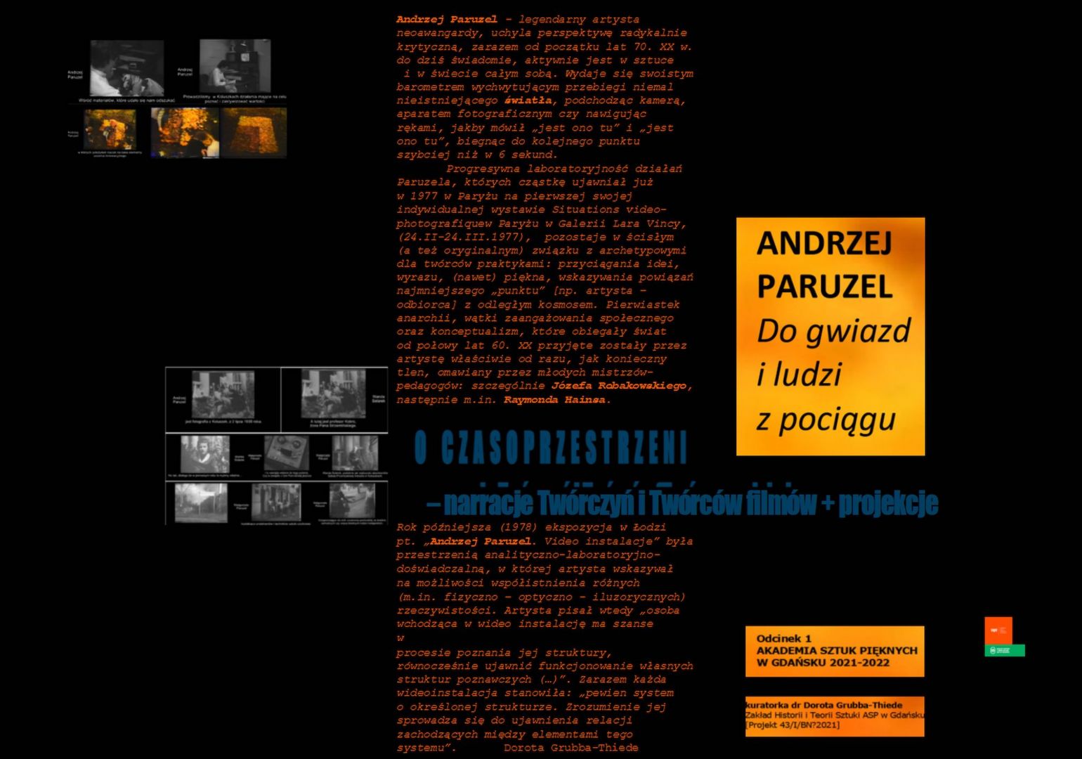 O CZASOPRZESTRZENI. Narracje Twórczyń  i Twórców filmów + projekcje