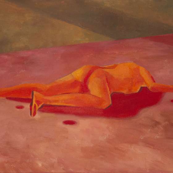 Kontynuacja wielowiekowej tradycji malarstwa w przedstawianiu kobiecego ciała (w GTA), akryl na płótnie, 50x70 cm, 2022
