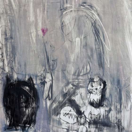 I would like a kitty, techniques: monotype and drypoint, 95x125 cm, 2018