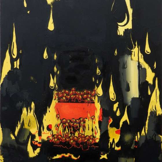 Brykiet, 80x65 cm, olej i papier na płótnie, 2014