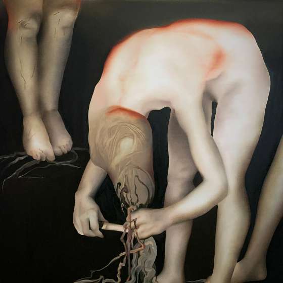 Żałoba nieunikniona, 2022, olej na płótnie, 150×120 cm