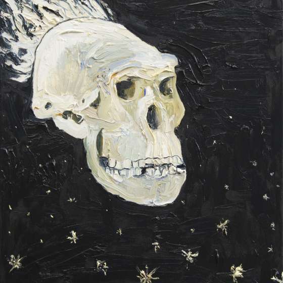 spadająca czaszka gruzińska, olej na płótnie, 60x50 cm